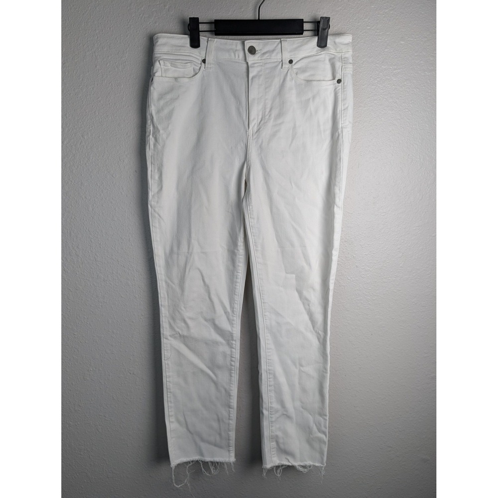 Paige Jeans Womens 31 White Hoxton Slim Ankle Distressed Frayed Hem Denim